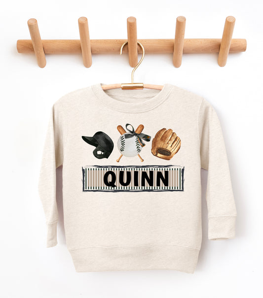 Black and Gold Monogram/ Custom Name Baseball Sister Sweatshirt - Super Cute Baseball Family Sweatshirt