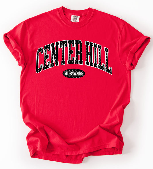 Black Comfort Colors or Gildan Softstyle Center Hill Mustangs Polkadot Tee/ Youth and Adult Sizes /  Center Hill Mustangs