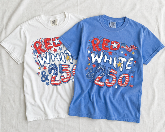 Comfort Colors or Soft Bella Canvas Red White and 250 Tee/ Memorial Day or July 4th Tee/ 4th Of July - Multiple Color Options