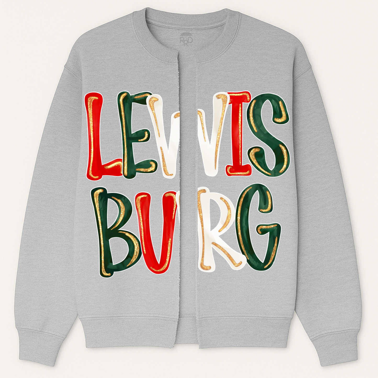 Custom Lewisburg Christmas Sweatshirt Cardigan - Oversized Print/ Merry Christmas School Spirit Design