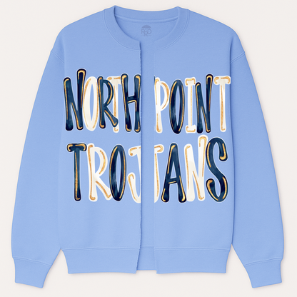 Northpoint Trojans Custom Sweatshirt Cardigans - Oversized Print - Option of Additional Personalization on Back and Sleeves