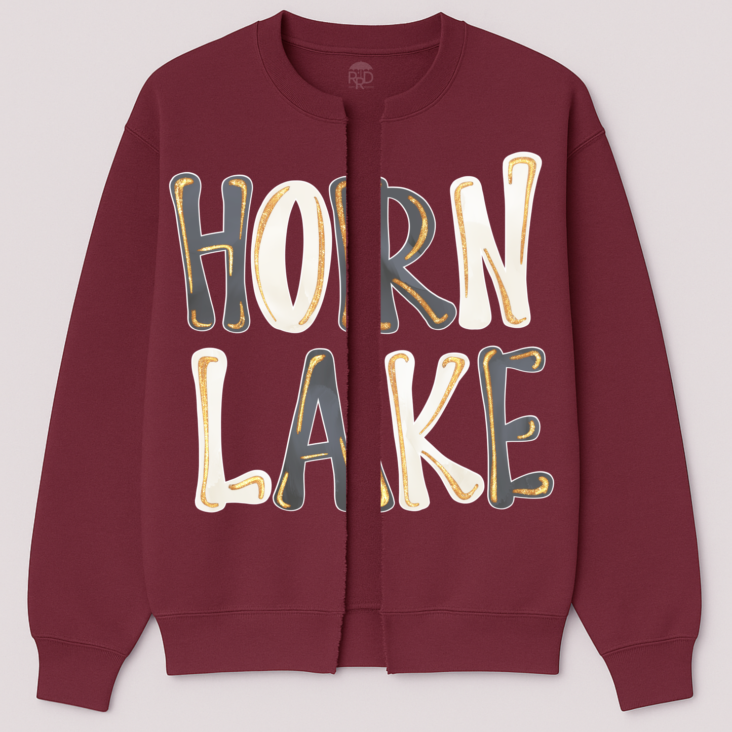 Horn Lake (Or Any Other School) Custom Sweatshirt Cardigans - Oversized Print - Option of Additional Personalization on Back and Sleeves