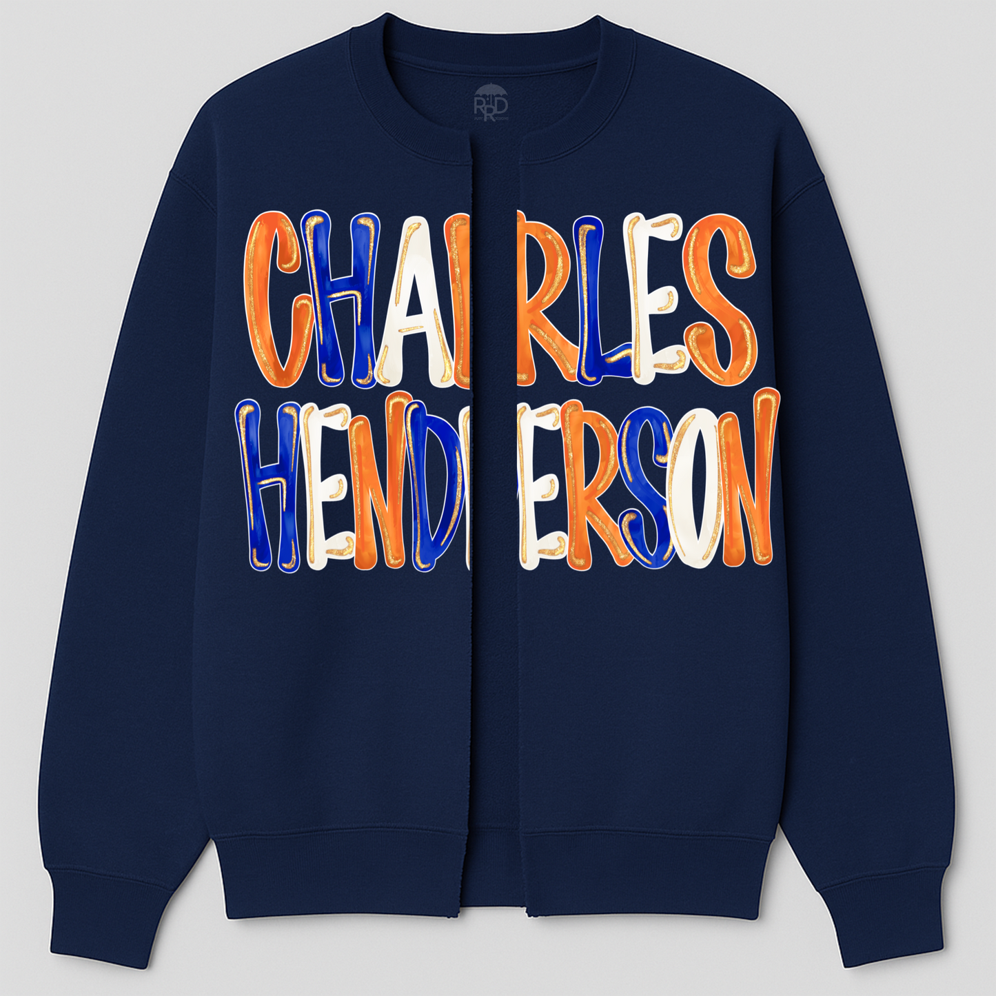Charles Henderson Custom Sweatshirt Cardigans - Oversized Print - Option of Additional Personalization on Back and Sleeves