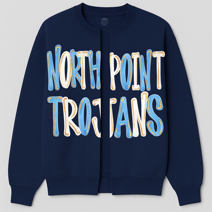 Northpoint Trojans Custom Sweatshirt Cardigans - Oversized Print - Option of Additional Personalization on Back and Sleeves