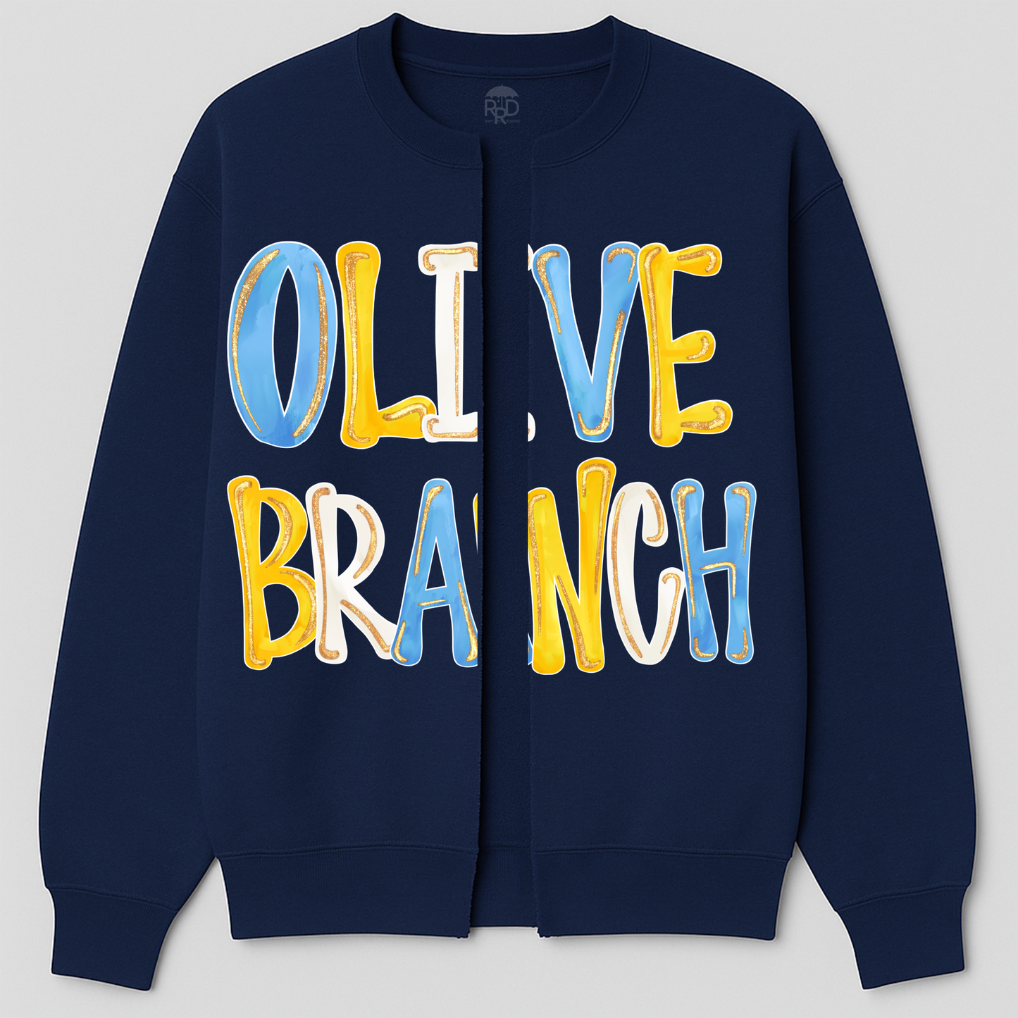 Olive Branch (Or Any Other School) Custom Sweatshirt Cardigans - Oversized Print - Option of Additional Personalization on Back and Sleeves