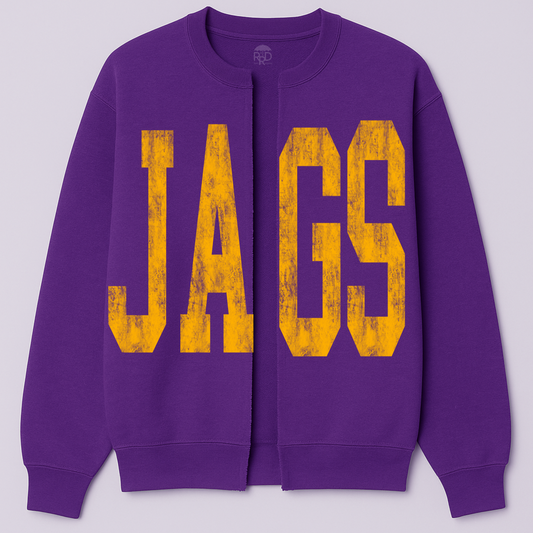 Desoto Central JAGS Custom Sweatshirt Cardigans - Oversized Print - Option of Additional Personalization on Back and Sleeves