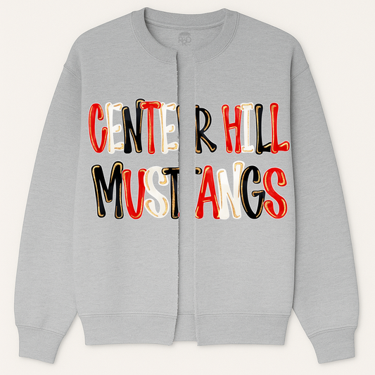 Center Hill Custom Sweatshirt Cardigans - Oversized Print - Option of Additional Personalization on Back and Sleeves