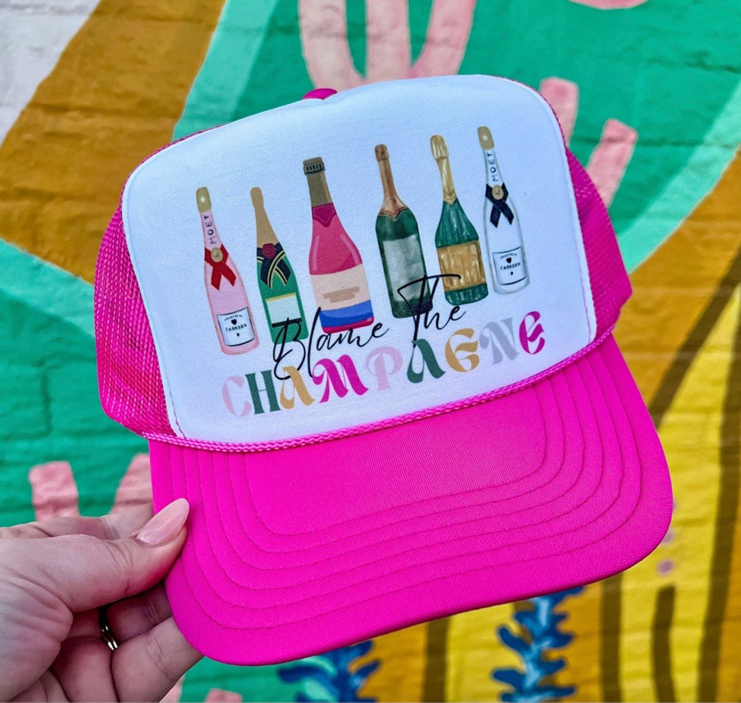 Blame the Champagne Trucker Cap/ Girls Trip Hat/ Vacation Hat