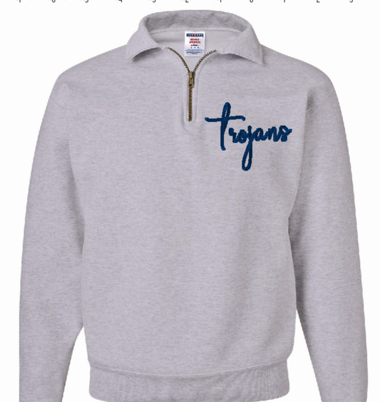 Monogrammed Quarter Zip - Trojans - CHHS/CHMS - Embroidered Pocket Area