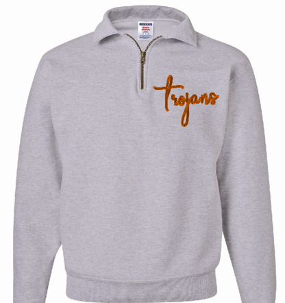 Monogrammed Quarter Zip - Trojans - CHHS/CHMS - Embroidered Pocket Area