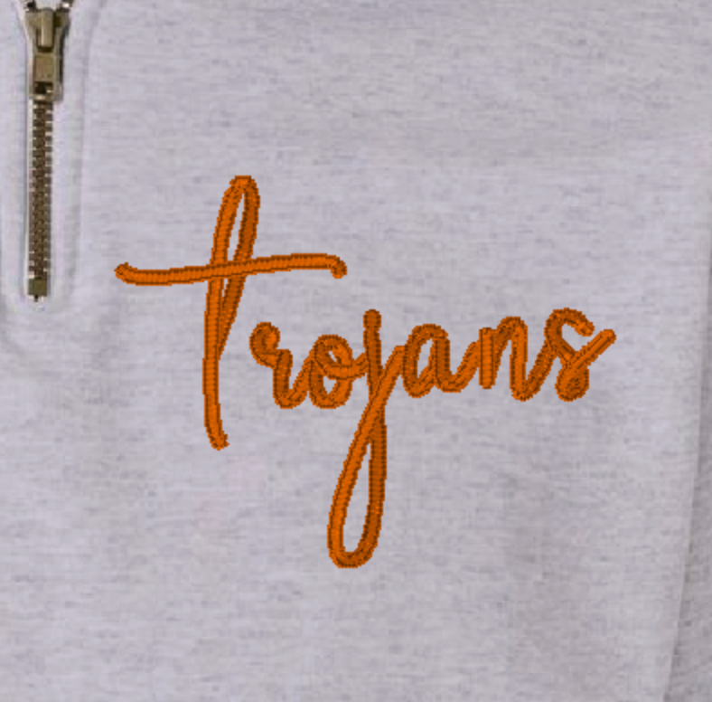 Monogrammed Quarter Zip - Trojans - CHHS/CHMS - Embroidered Pocket Area