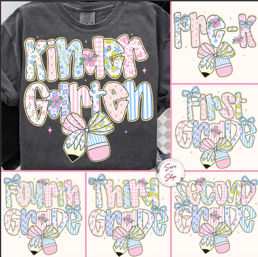 Back To School Students or Teachers Shirt/ All Grades Available/ Coquette Back To School