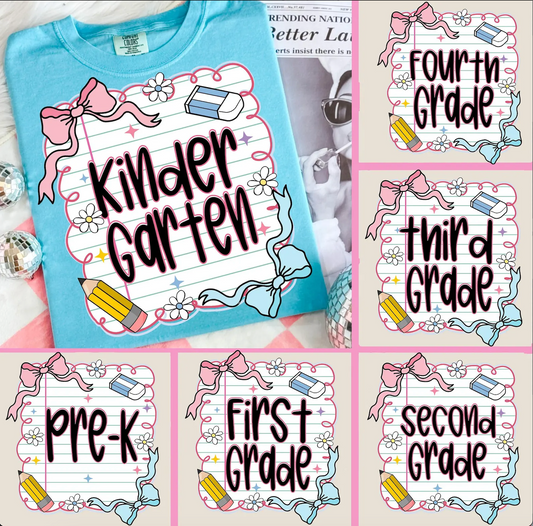 Back To School Students or Teachers Shirt/ All Grades Available/ Coquette Back To School
