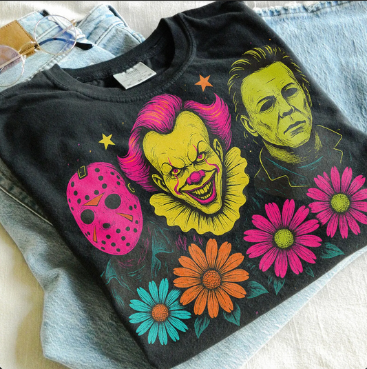 Comfort Colors Girly Halloween Characters Funny Shirt/ Mom Vibes/Halloween Shirts / Youth and Adult Sizes