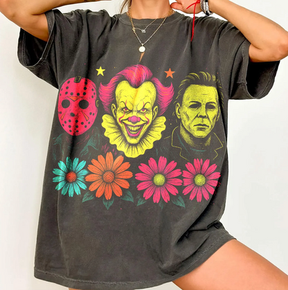 Comfort Colors Girly Halloween Characters Funny Shirt/ Mom Vibes/Halloween Shirts / Youth and Adult Sizes
