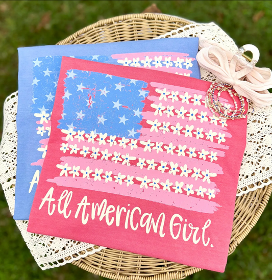 Comfort Colors All American Girl USA Flag Tee/ Memorial Day or July 4th Tee/ 4th Of July/ Merica -Youth and Adult Sizes