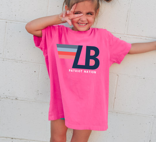 Neon Pink Comfort Colors - LMS Cheer Fundraiser -Lewisburg Patriot Nation Shirt (Youth and Adult Sizes)