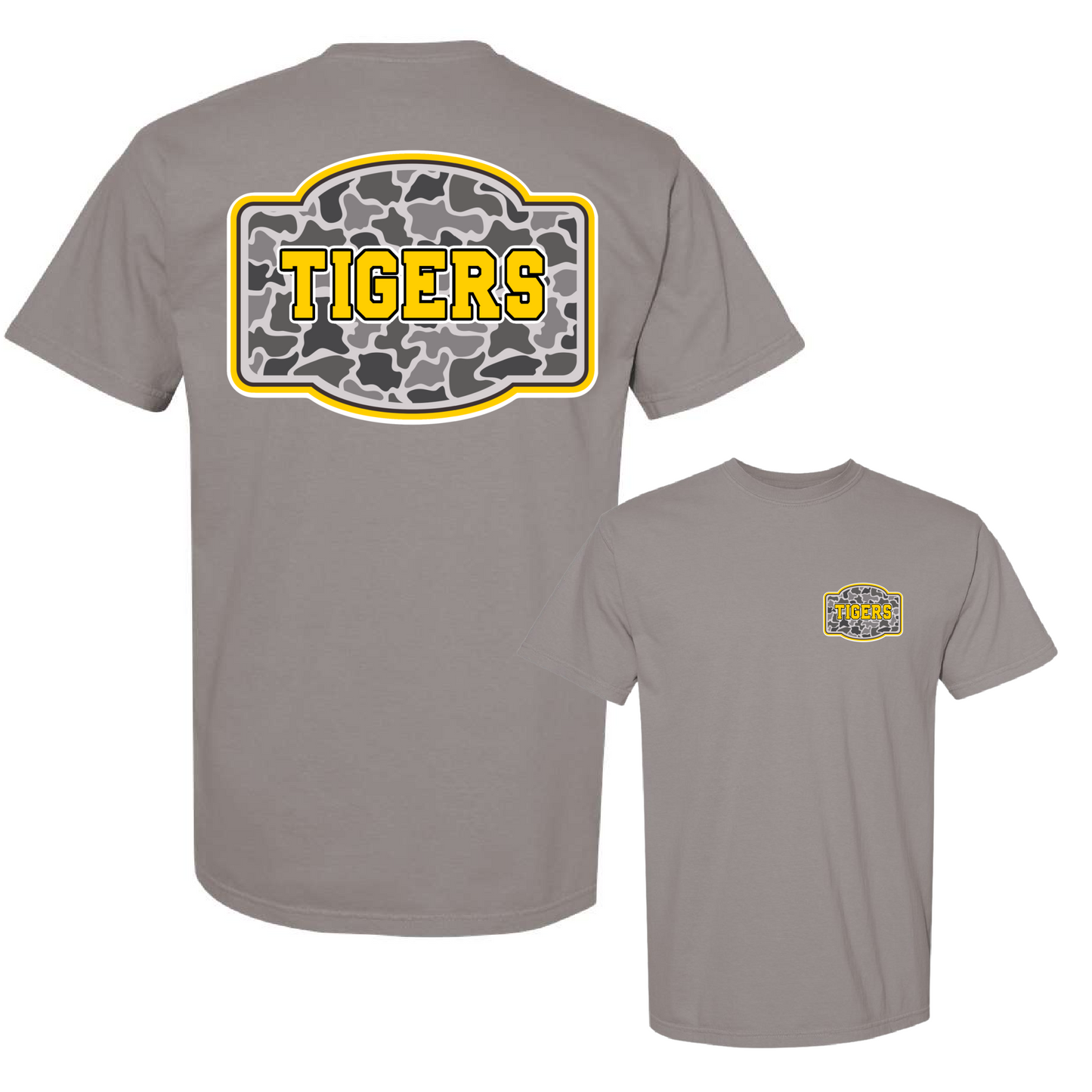 Hernando Tigers Camo Patch Tee/ Comfort Colors Hernando Tee / Hernando -Desoto County Schools / Mississippi School Shirt / Youth and Adult Sizes