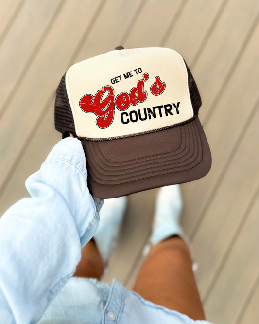 Get Me To God's Country Trucker Hat / Country Western Style Trucker Hat/ Country Music Concert Cap