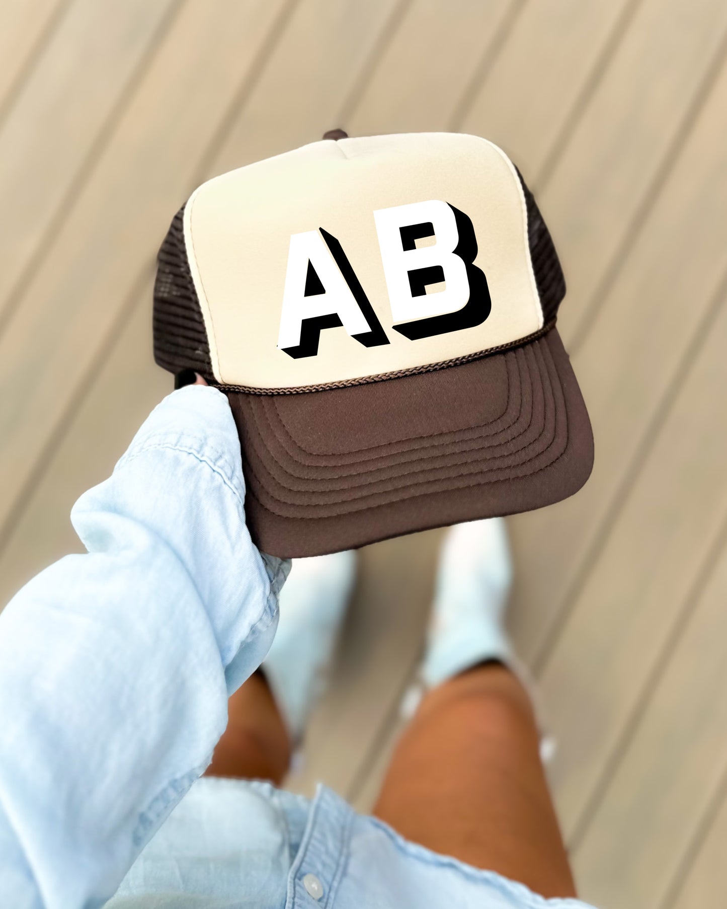 Custom Shadow Monogram Preppy Trucker Hat /Gifts for Her / Many Color Options