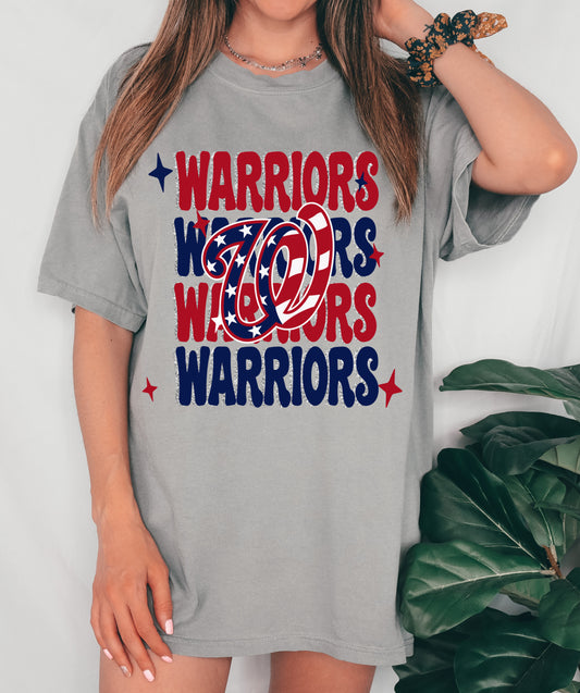 Comfort Colors Warriors Baseball Stacked Design Shirt