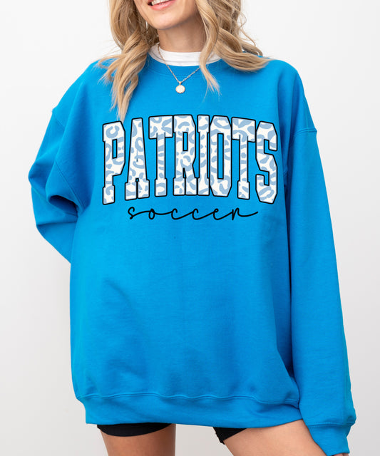 Sapphirie Patriots Lewisburg Leopard Print Soccer Sweatshirt / Youth and Adult Sizes/ Lewisburg -Desoto County Schools