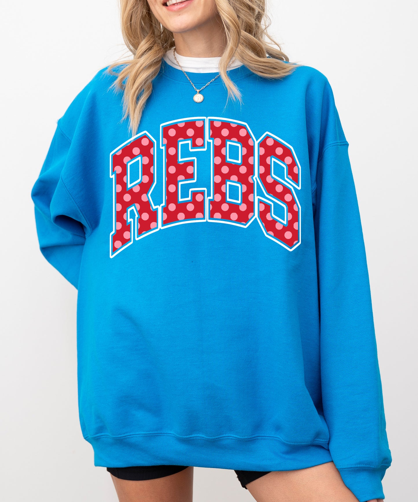 Bella or Gildan Rebs Sweatshirt / Mississippi Sweatshirt / Ole Miss Sweater /  Adult Sizes - Polkadot