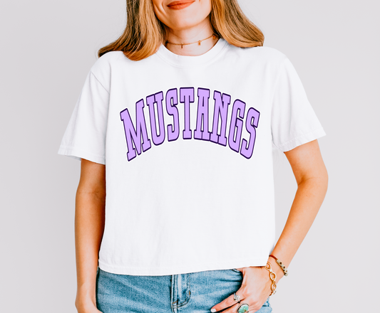 Boxy Crop Lipscomb Mustangs Tee/ Adult Sizes