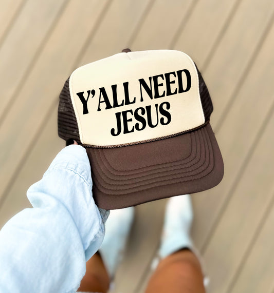Y'all Need Jesus Trucker Hat/ Trucker Hats/ Gifts for Her/ Religious Hats/ Multiple Colors