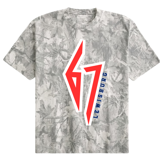 Six Seven Camo Boxy Tee - LMS Cheer Fundraiser - Lewisburg Shirt- Full Length Tee