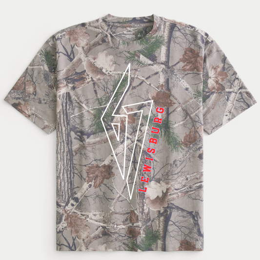 Six Seven Camo Boxy Tee - LMS Cheer Fundraiser - Lewisburg Shirt- Full Length Tee