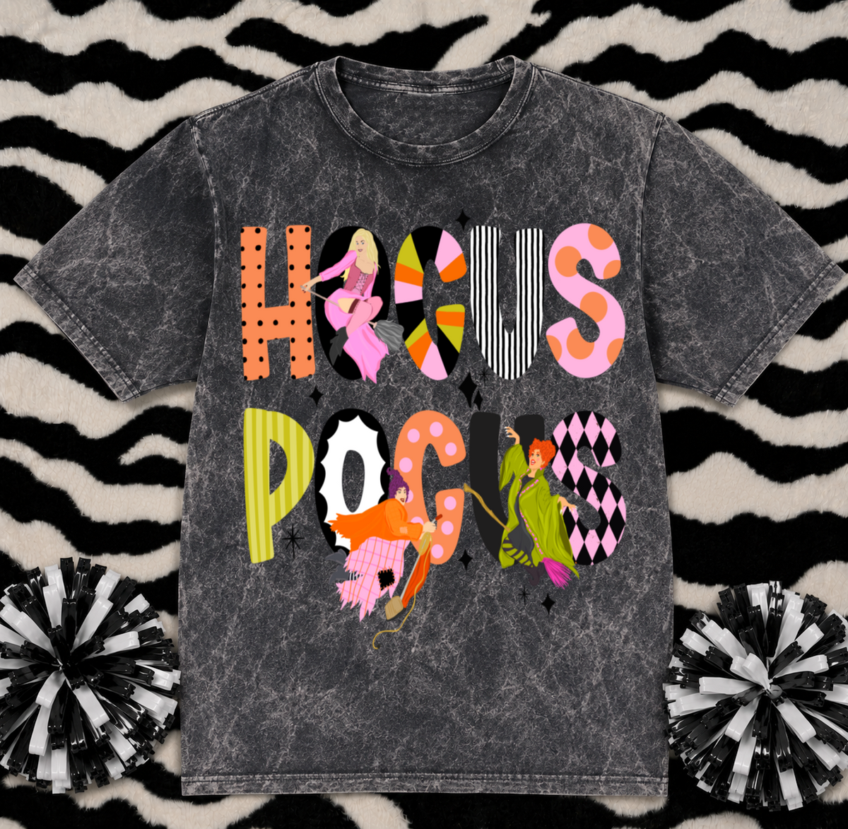 Acid Wash Hocus Pocus Tee/ Vintage Retro Halloween Shirts