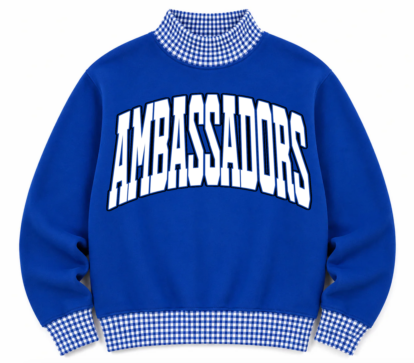 Gingham School Spirit Ambassadors or Any Other  Mascot/Team Mock Neck Sweatshirt - Completely Customizable/ Game Day Sweatshirts