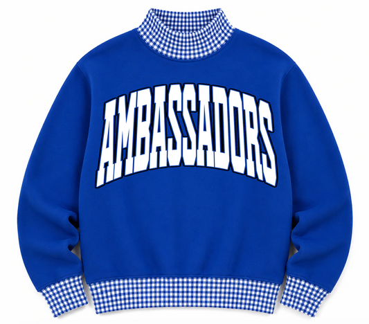 Gingham School Spirit Ambassadors or Any Other  Mascot/Team Mock Neck Sweatshirt - Completely Customizable/ Game Day Sweatshirts