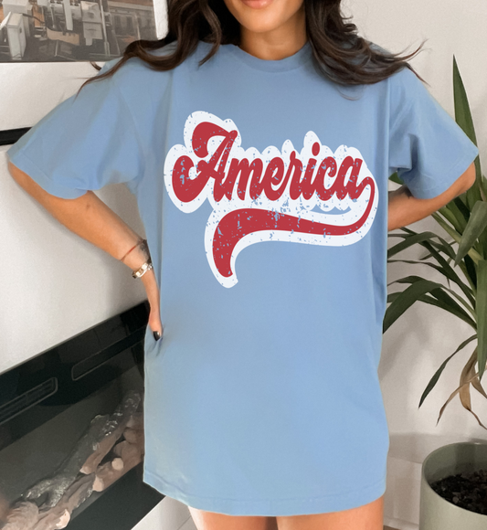 Comfort Colors or Soft Bella Canvas America Retro Tee/ Memorial Day or July 4th Tee/ 4th Of July
