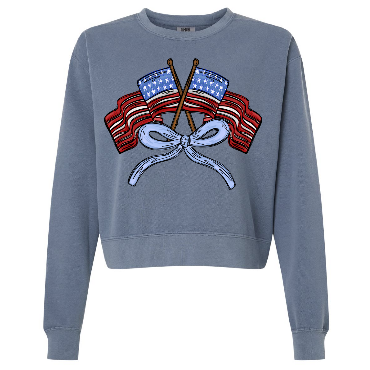 Comfort Colors Cropped Sweatshirt - USA Patriotic Design/ Adult Sizes