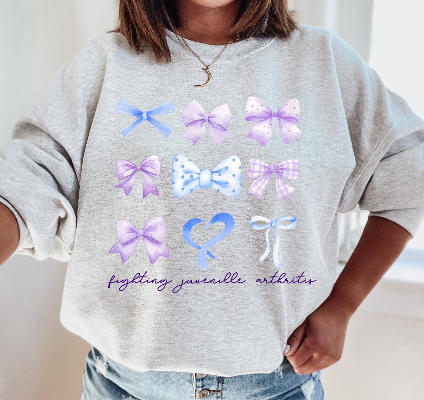 Juvenile Arthritis Bow Sweatshirt/ Youth and Adult Sizes