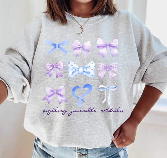 Juvenile Arthritis Bow Sweatshirt/ Youth and Adult Sizes