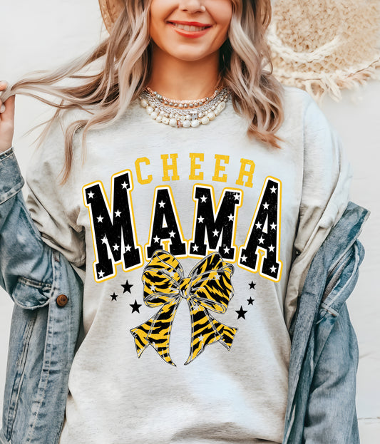 HYFA Comfort Colors or Bella Canvas Cheer Mama Shirt/ Tiger Bow Cheer Mama Shirt