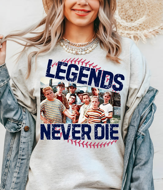 Comfort Colors or Bella Canvas Legends Never Die Baseball Sandlot Tee/ Comfort Colors or Bella Canvas/ Youth and Adult Sizes