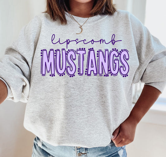 Gildan or Bella Lipscomb Mustangs Sweatshirt / Youth and Adult Sizes / Lipscomb Mustangs