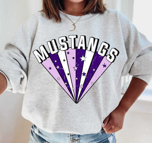 Gildan or Bella Mustangs Starburst Sweatshirt / Youth and Adult Sizes / Lipscomb Mustangs