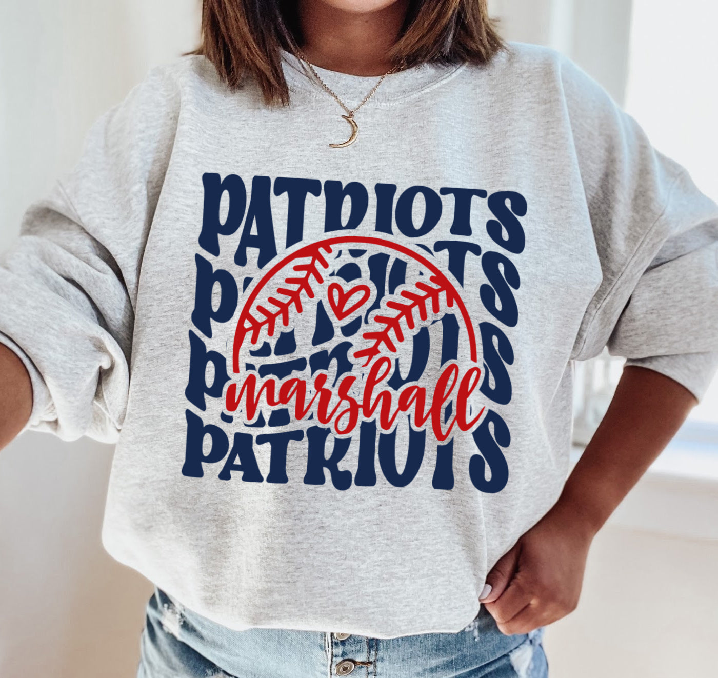 Gildan or Bella Canvas Marshall Patriots Baseball Sweatshirt/ Youth and Adult Sizes