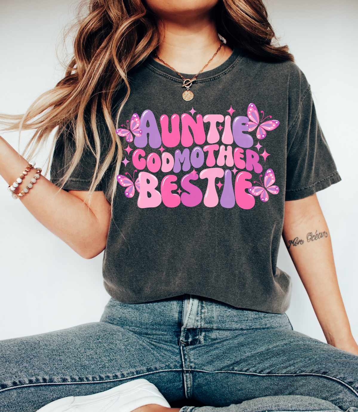 Comfort Colors Auntie Godmother Bestie Shirt