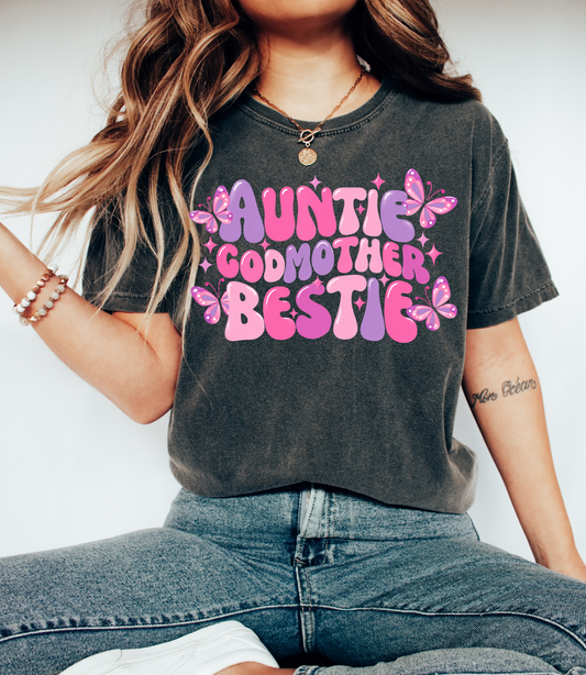 Comfort Colors Auntie Godmother Bestie Shirt