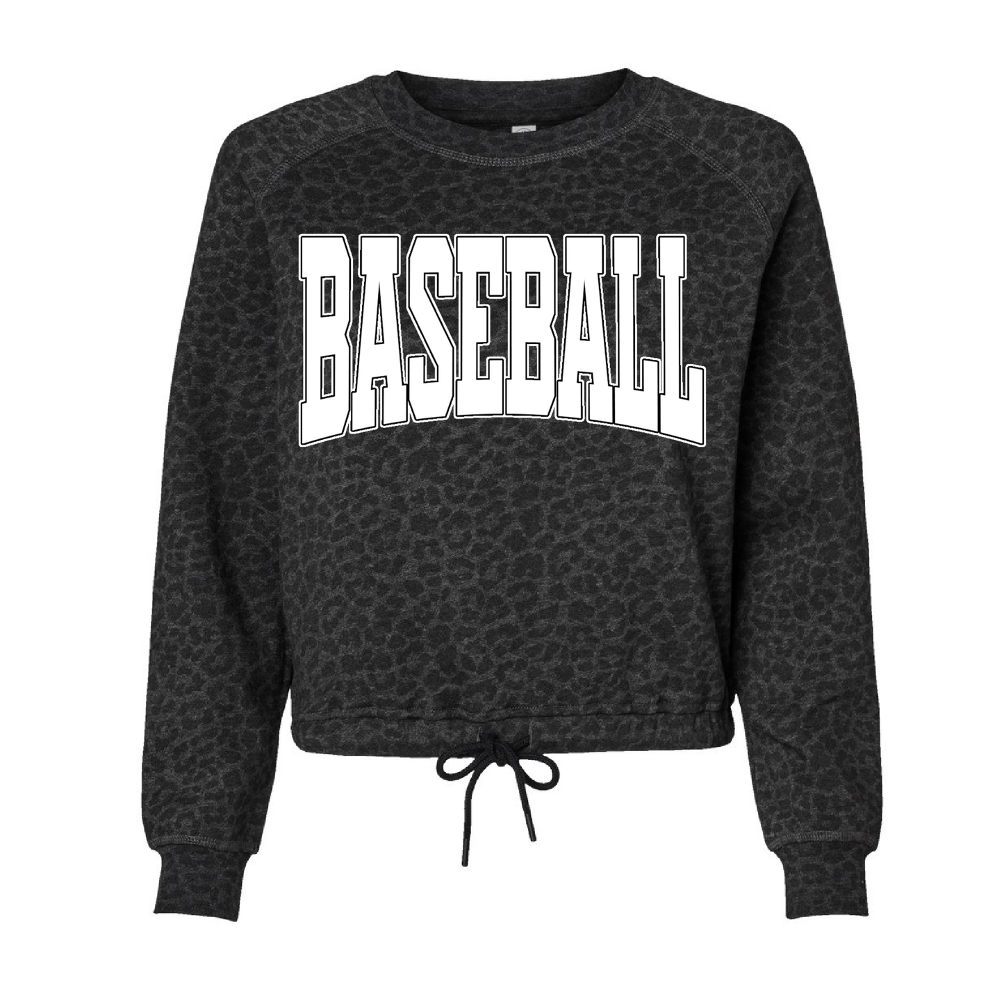 Boxy Crop Leopard Sweatshirt - Baseball Print