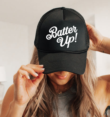 Batter Up Baseball Trucker Hat/ Funny Gifts for Her/ Baseball Mom Hats/ Multiple Colors