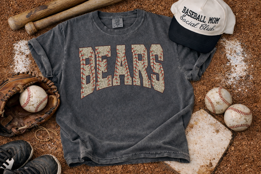 Cropped or Regular Length Comfort Colors Bears Camo Baseball Shirt / Youth and Adult Sizes/Bears Baseball Shirts