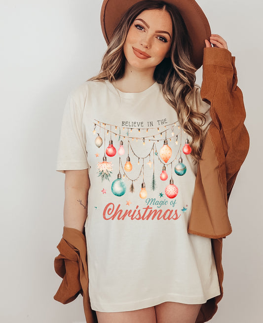 Bella or Comfort Colors Believe In The Magic Of Christmas Tee/ Super Cute Christmas Shirt