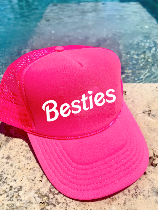 Besties Trucker Hat in Pink